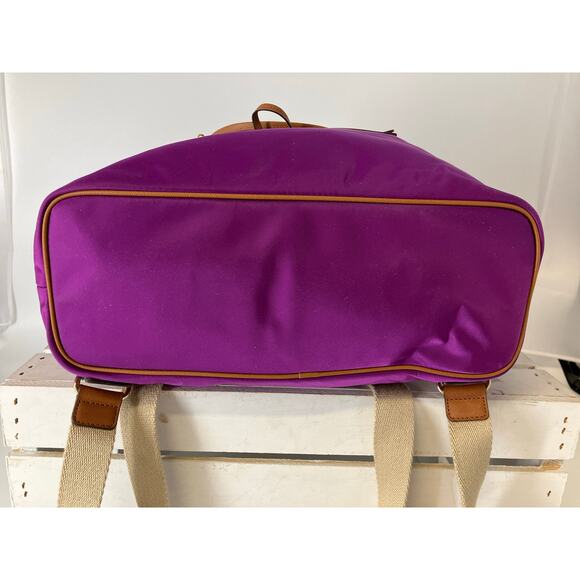 MICHAEL KORS, LARGE PURPLE, BROWN NYLON LOCK CHARM BACKPACK - Picture 8 of 16